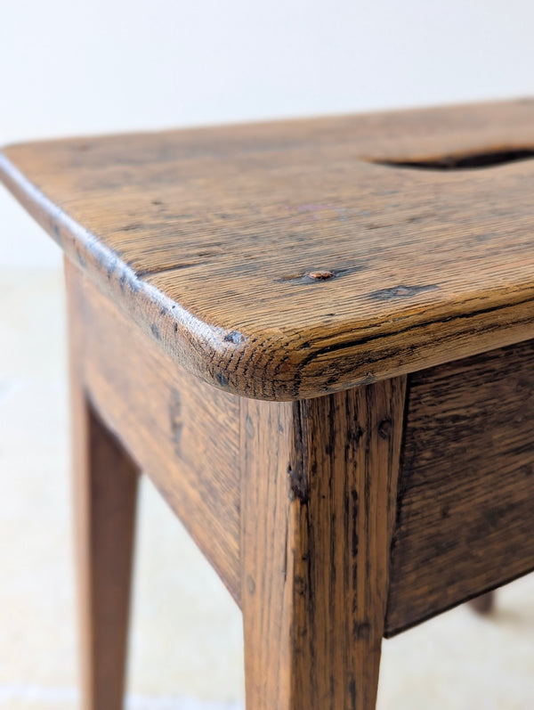 Antique Late 19th Century Country Oak Stool