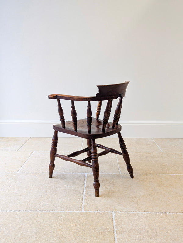Antique Edwardian Elm & Beech Captain’s Chair c.1910