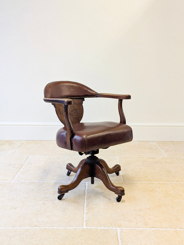 Antique Edwardian Mahogany Swivel Desk Chair c.1910
