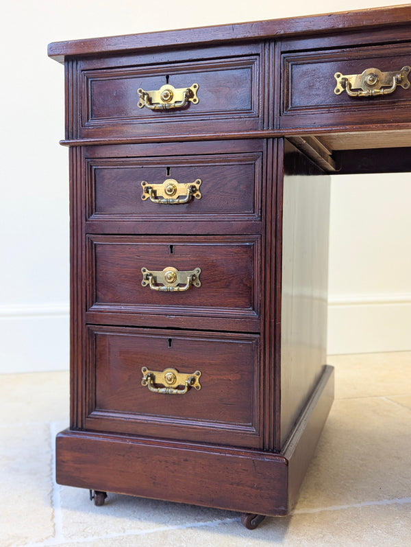 Antique Victorian Mahogany Pedestal Desk c.1890
