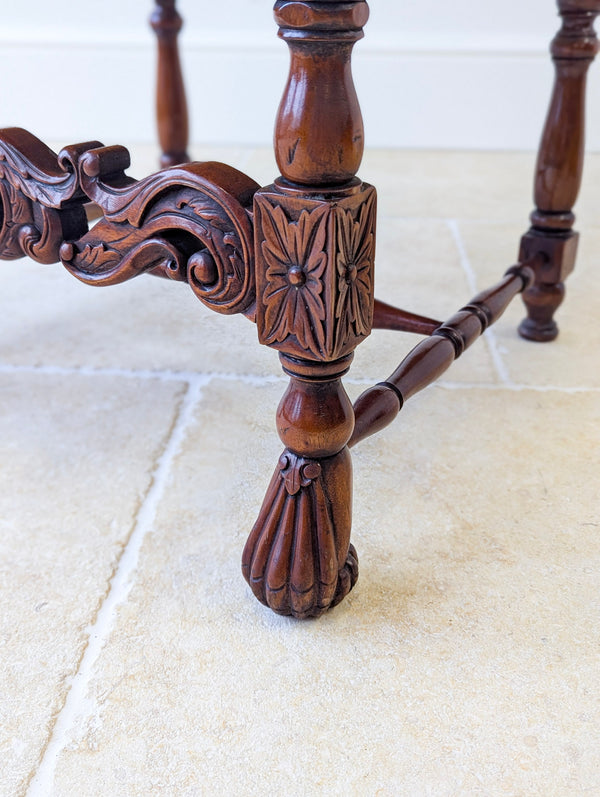 Pair of Antique Victorian Walnut Open Armchairs c.1890