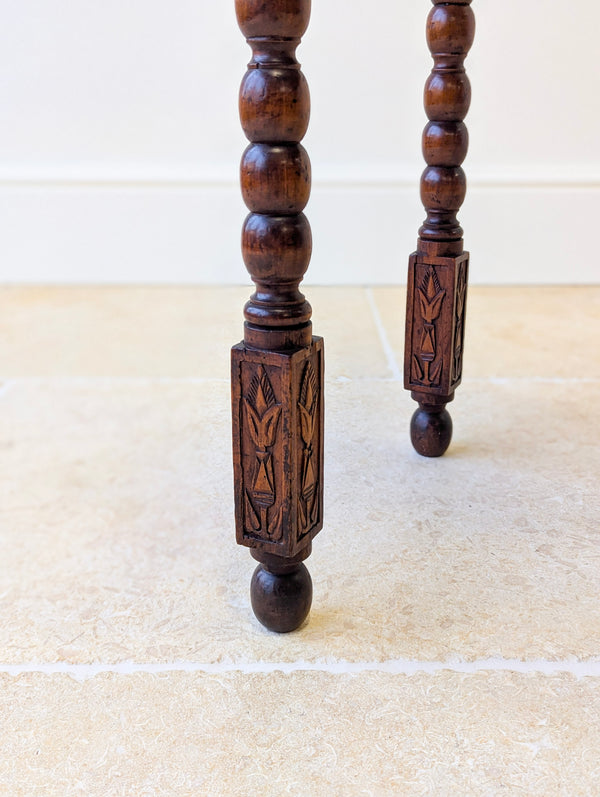 Antique Fruitwood Carved Side Table c.1900