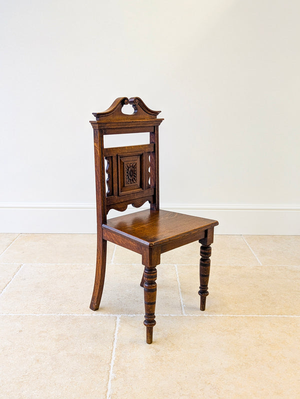 Antique Victorian Oak Hall Chair c.1890