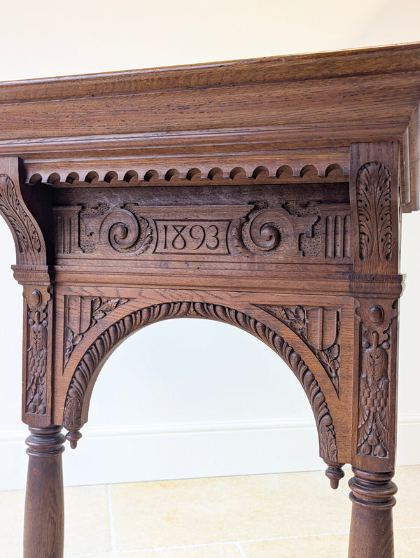 Antique Victorian Gothic Revival Oak Lectern c.1893