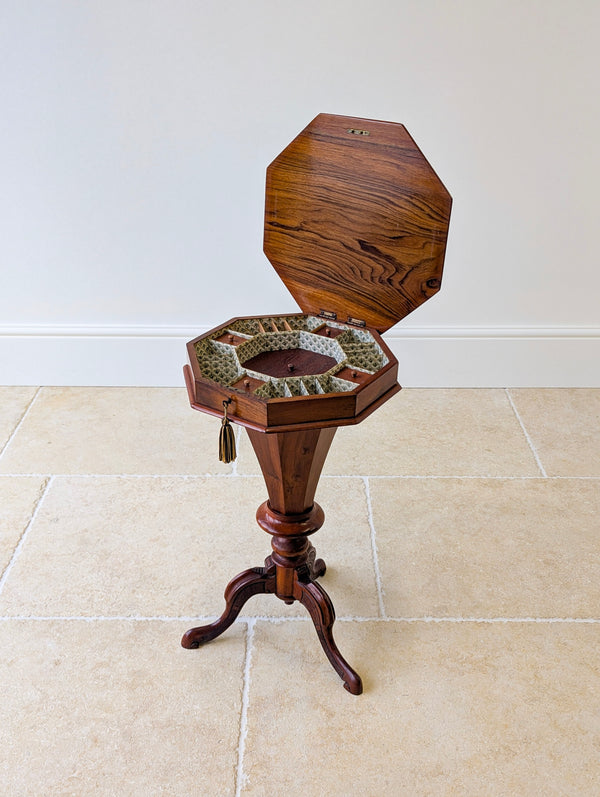 Antique Victorian Walnut Octagonal Sewing Table c.1860
