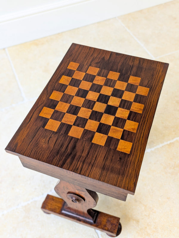 Antique Victorian Rosewood Games Table with Chess Table Top c.1890