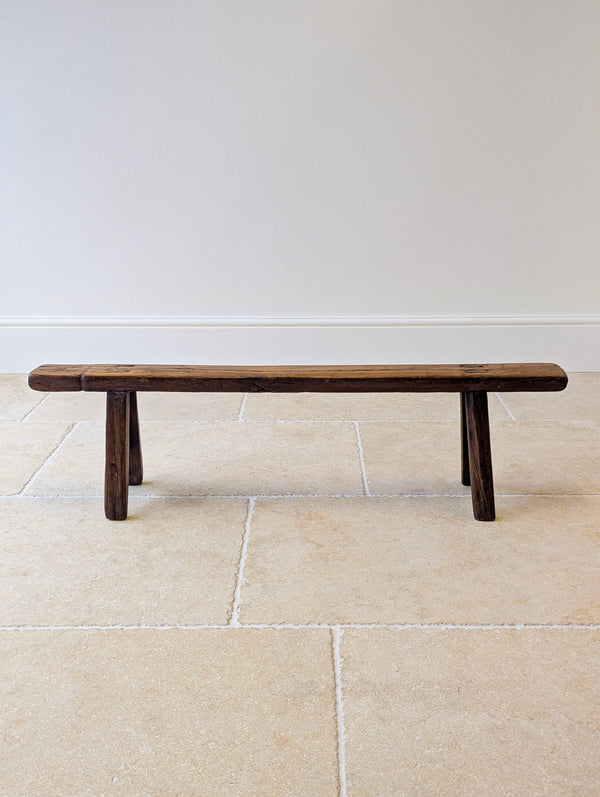 Antique Mid 19th Century Elm Vernacular Bench