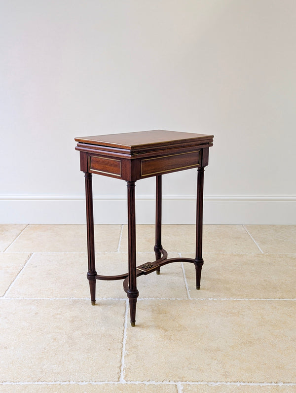 Antique Victorian Mahogany Triple-Top Folding Card Table c.1880
