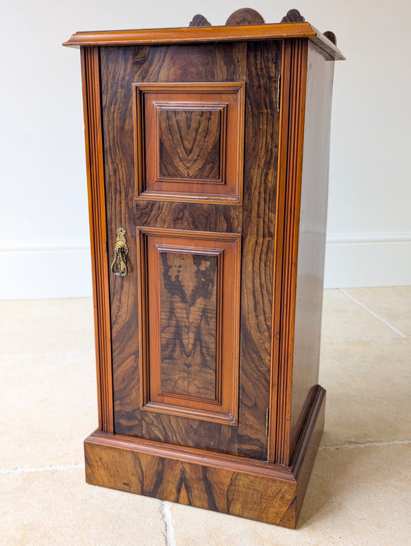 Antique Victorian Mahogany & Exotic Hardwood Bedside Cupboard c.1890