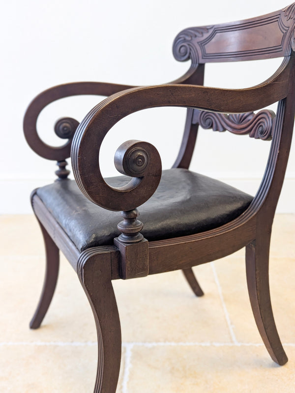Antique Regency Mahogany Country House Library Armchair c.1820