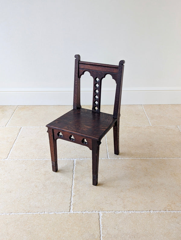 Antique Edwardian Gothic Revival Oak Church Chairs c.1911
