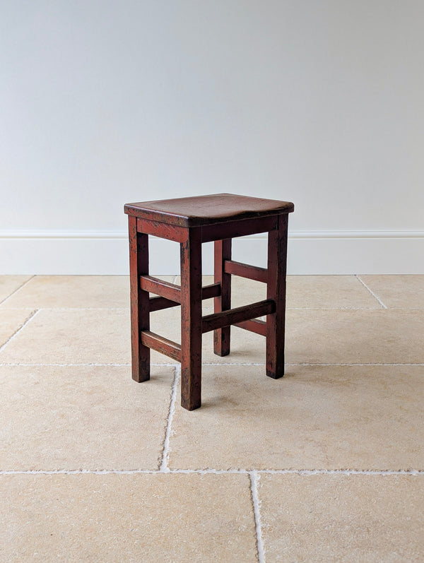 Antique Edwardian Painted Pine Country Stool c.1910
