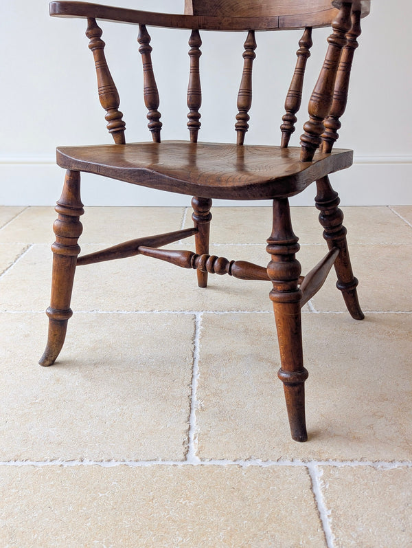 Antique Late Victorian Elm & Beech Captain's Desk Chair c.1880