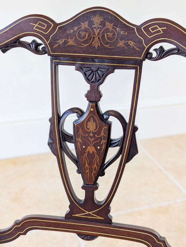 Pair of Antique Edwardian Sheraton Revival Mahogany Salon Chairs c.1905