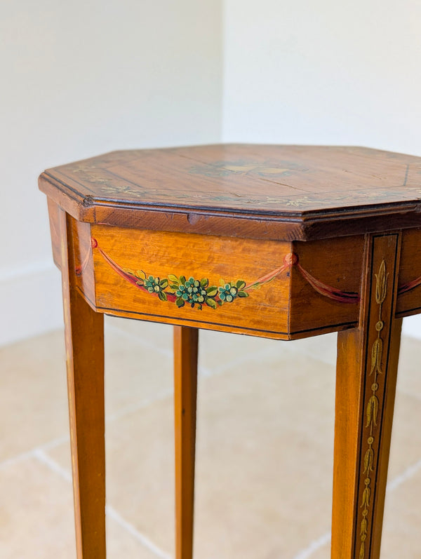 Antique Edwardian Satinwood Sheraton Revival Candle Stand c.1905