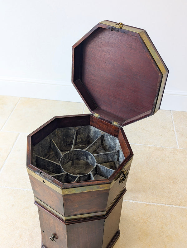 Antique George III Brass-Bound Mahogany Octagonal Cellaret c.1790