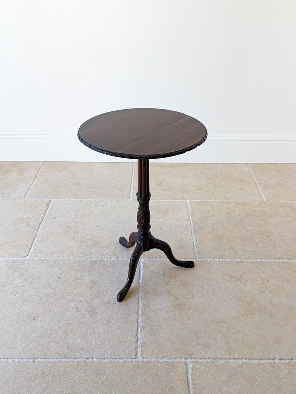 Antique Chippendale Revival Mahogany Tripod Wine Table With Detachable Top c.1890