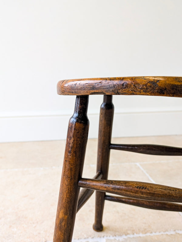 Antique Victorian Elm & Beech Country Stool c.1890