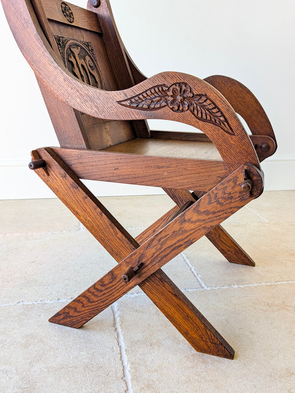 Antique Edwardian Oak Glastonbury Chair c.1910