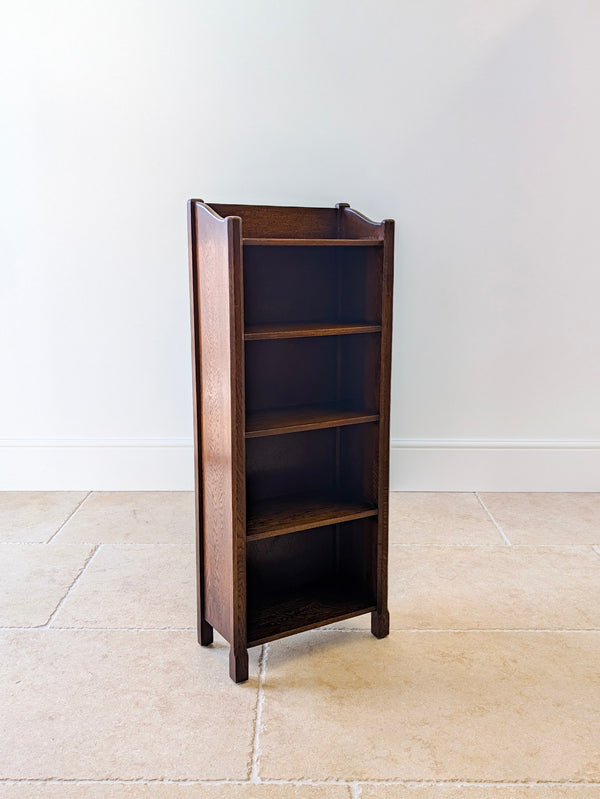 Antique Edwardian Arts & Crafts Oak Narrow Bookcase c.1910