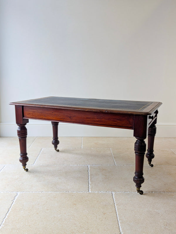 Antique Early Victorian Mahogany Library Table with Leather Top c.1850