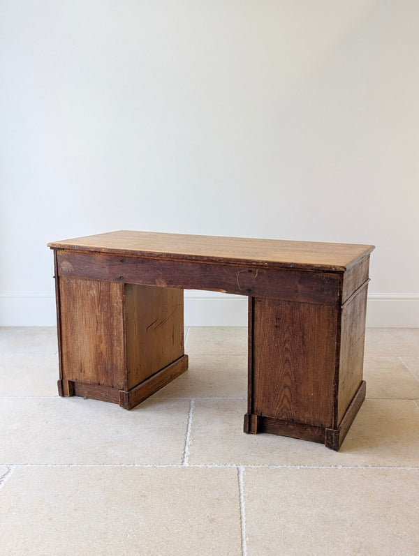 Antique Victorian Aesthetic Movement Solid Ash Pedestal Desk c.1880