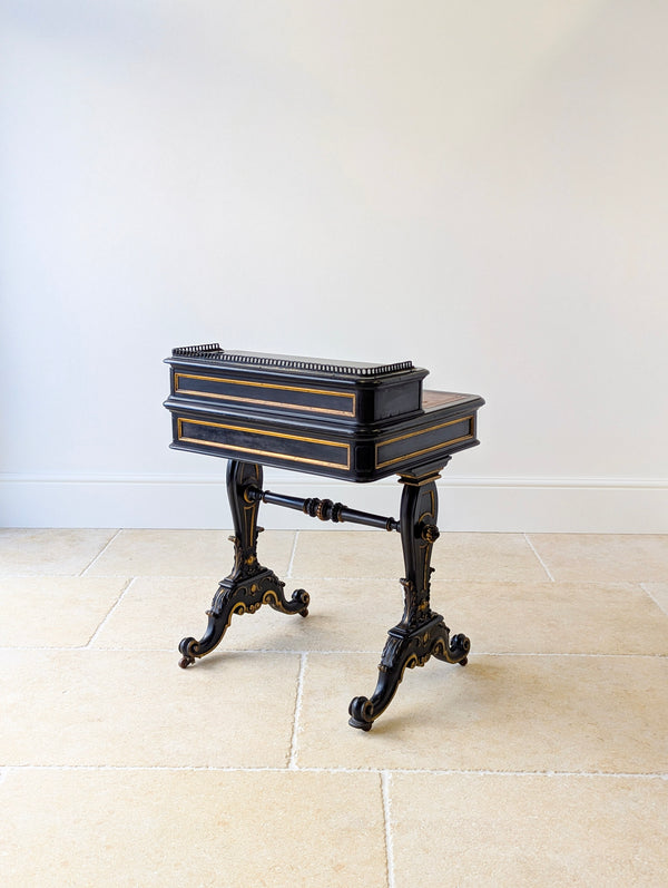 Antique Victorian Ebonised Bonheur du Jour Writing Table c.1870