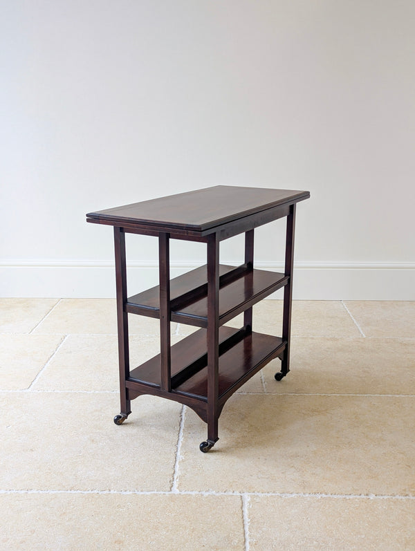 Antique Mahogany Folding Card Table with Bookshelf Base c.1920