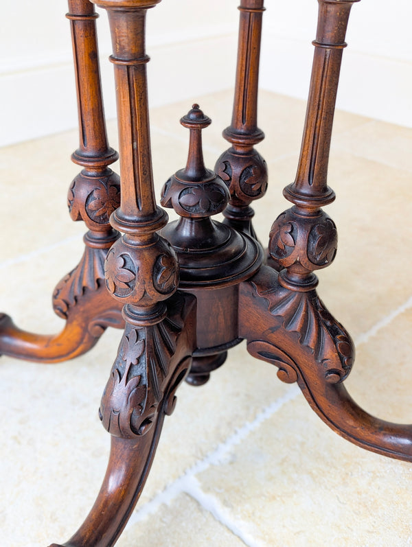 Antique Victorian Burr Walnut Card Table c.1870