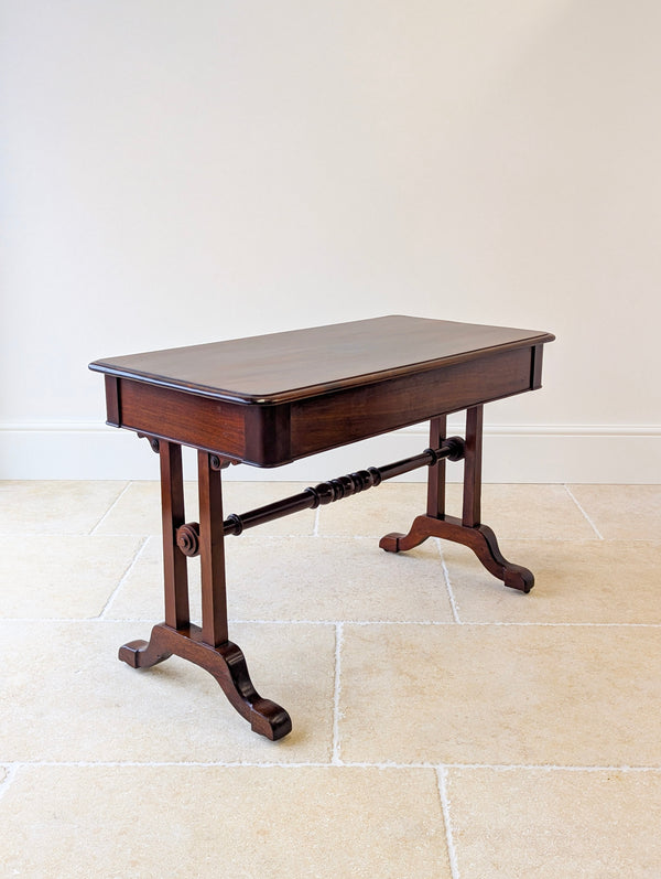 Antique Early Victorian Irish Mahogany Library Table by J. Kerr & Co c.1850