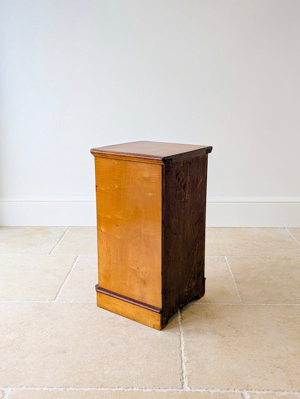 Antique Aesthetic Movement Satin Birch and Walnut Bedside Cabinet c.1890