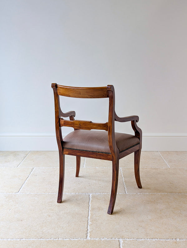 Antique Edwardian Rosewood & Brass Inlaid Desk Chair c.1910