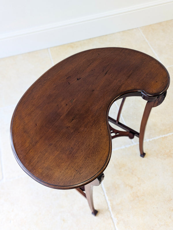 Antique Art Nouveau Mahogany Side Table with Shaped Top c.1900