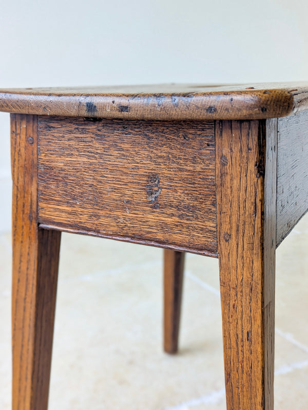 Antique Late 19th Century Country Oak Stool