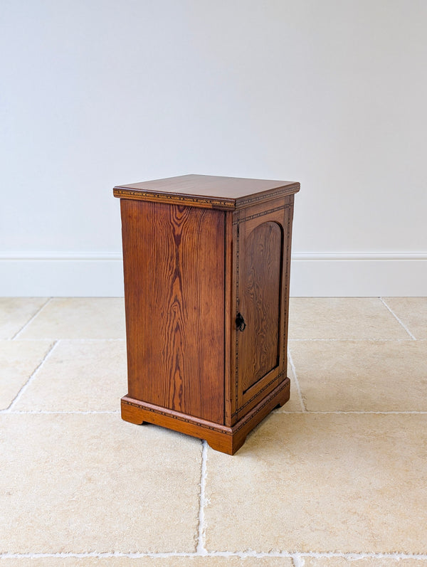 Antique Victorian Aesthetic Movement Pitch Pine Bedside Cabinet c.1890
