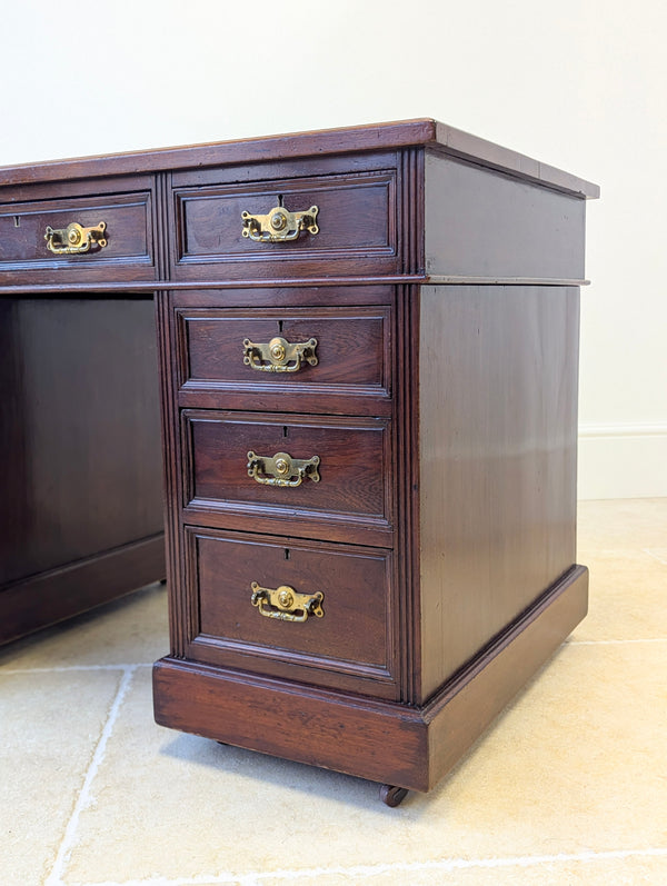 Antique Victorian Mahogany Pedestal Desk c.1890