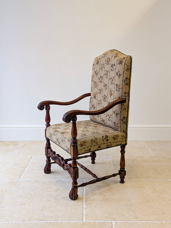 Pair of Antique Late Victorian Walnut Armchairs c.1890