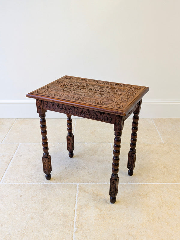 Antique Fruitwood Carved Side Table c.1900
