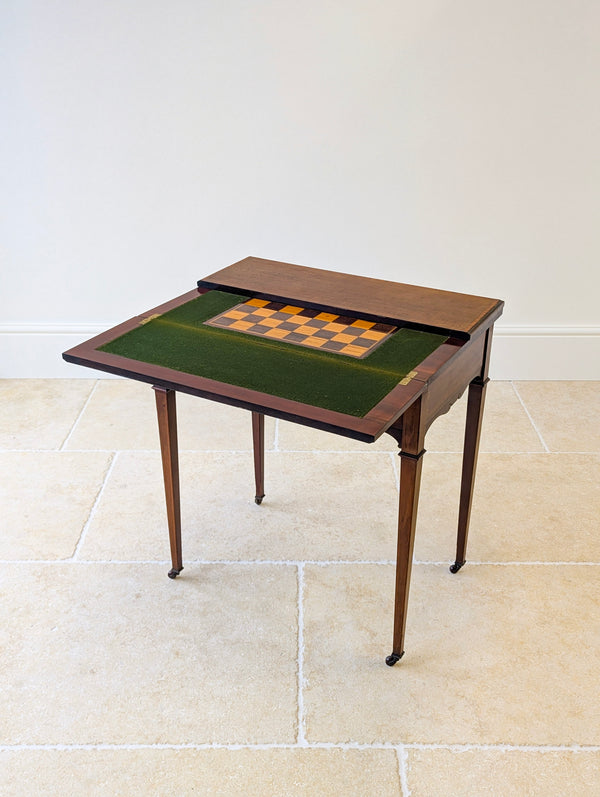 Antique Edwardian Mahogany Chess, Card & Games Table c.1910