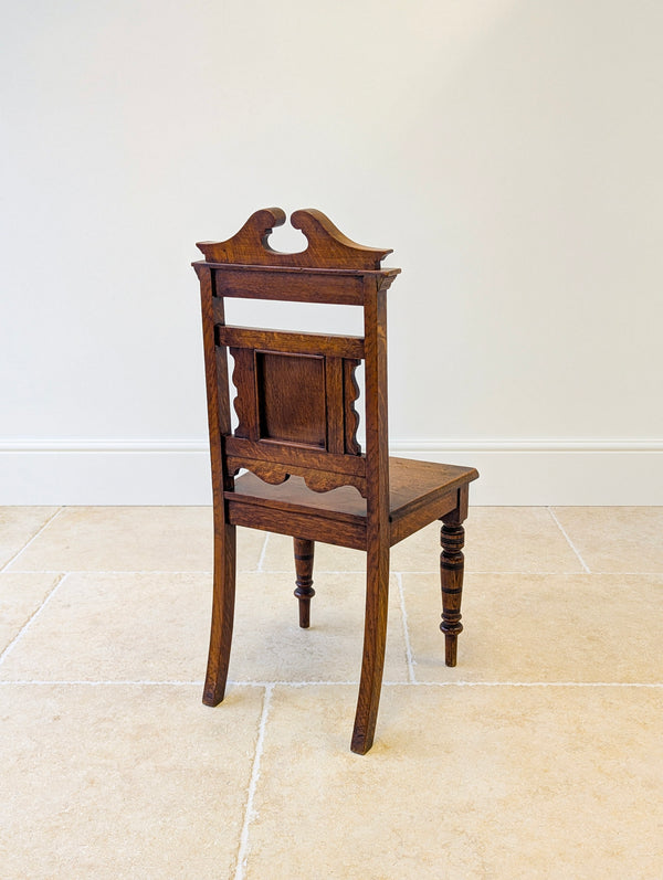 Antique Victorian Oak Hall Chair c.1890