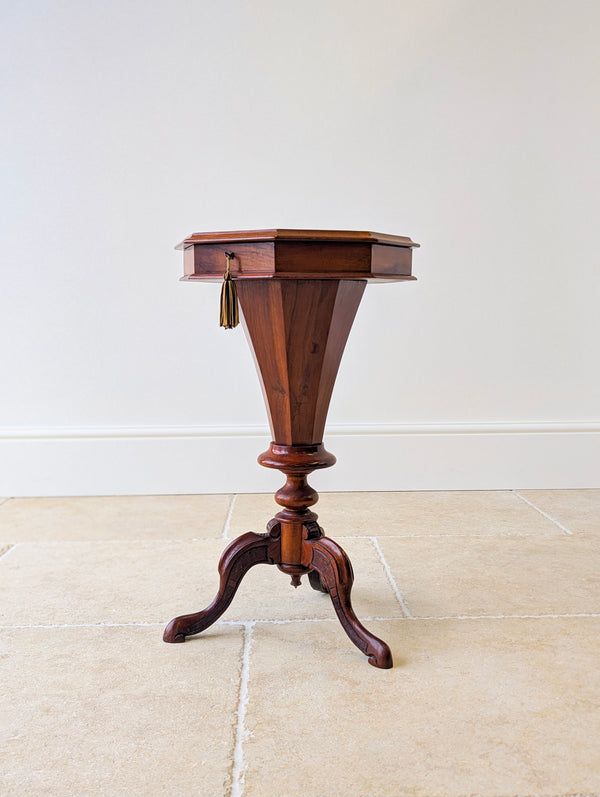 Antique Victorian Walnut Octagonal Sewing Table c.1860