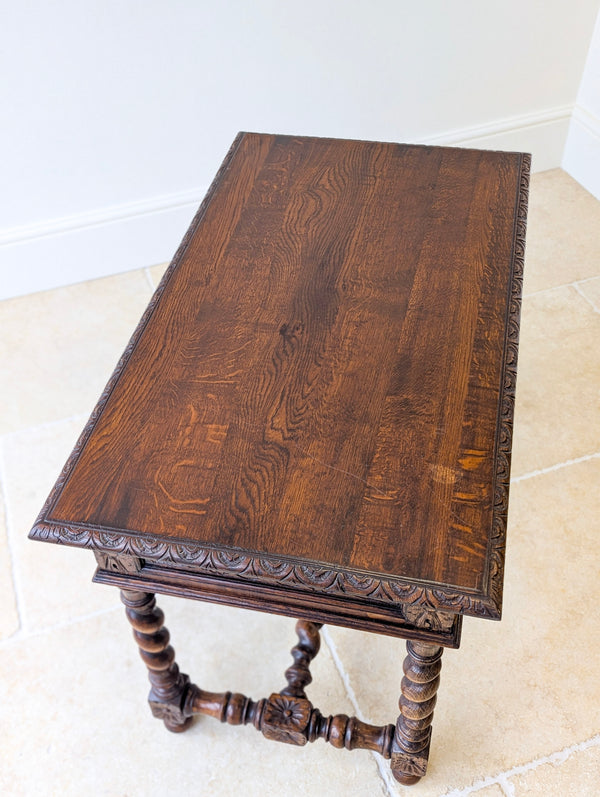 Antique Victorian Carved Oak Library Table c.1890