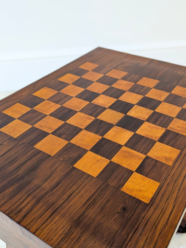 Antique Victorian Rosewood Games Table with Chess Table Top c.1890