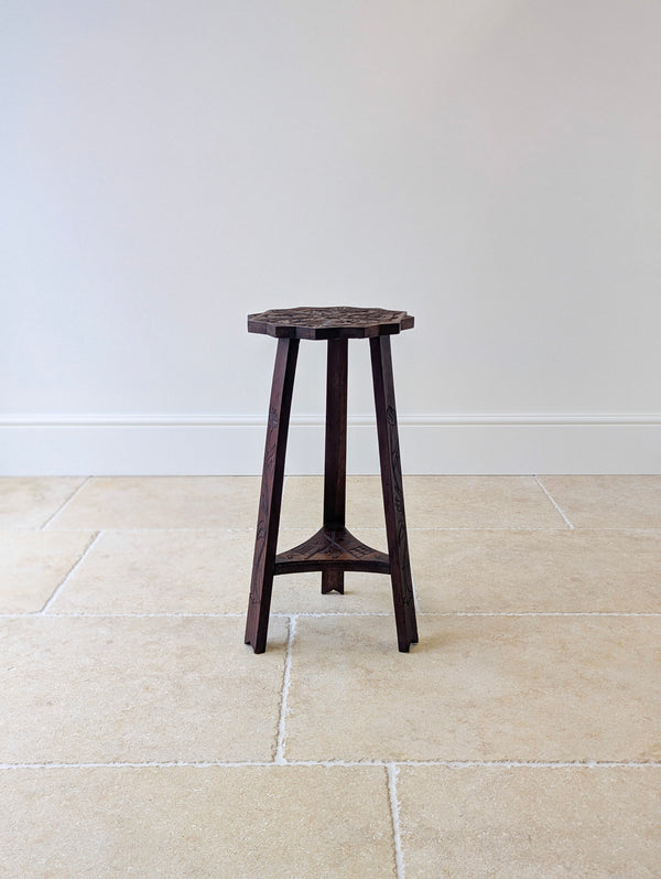 Antique Early 20th Century Carved Oak Commemorative Occasional Table c.1920