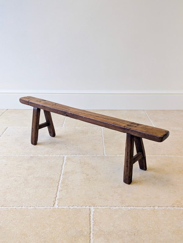 Antique Mid 19th Century Elm Vernacular Bench