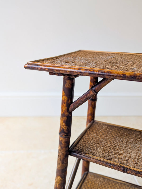 Antique Victorian Bamboo Three-Tier Occasional Table c.1890