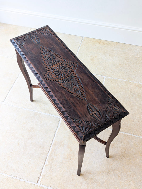 Antique Carved Oak Side Table c.1900