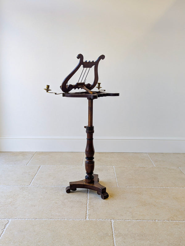 Antique William IV Mahogany Lyre-Form Music Stand c.1830