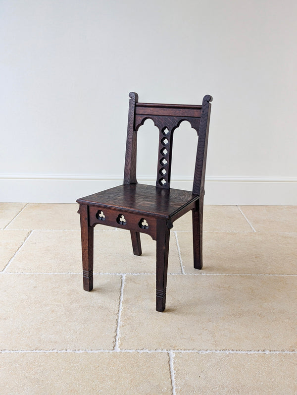 Antique Edwardian Gothic Revival Oak Church Chairs c.1911