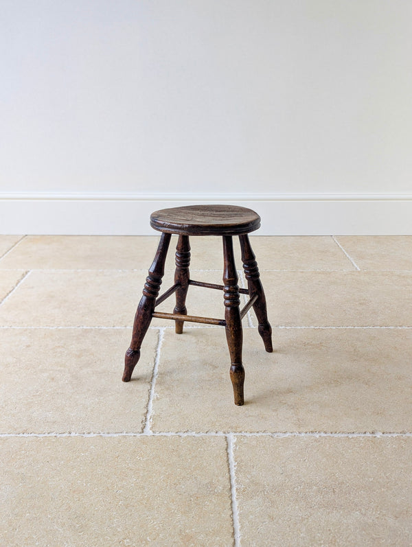 Antique Early Victorian Elm & Beech Country Stool c.1850